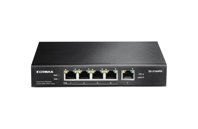 Edimax ES 5104PH v2 5P Fast Ethernet Switch with 4 PoE+ Ports (55W powerbudget)