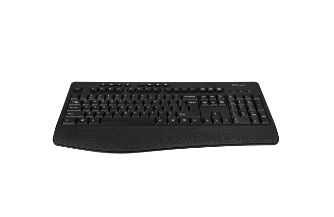 Delux K6060U Keyboard Ergonomic design with big palm rest USB plug High keycaps, comfortable and quiet typing Keystroke lifetime of 10 million cycles