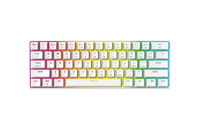 Fantech Maxfit61 White Wired Mechanical Keyboard (Red Switches)