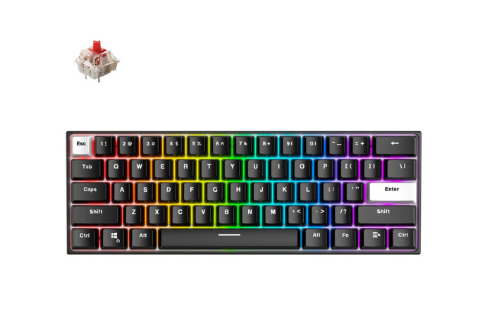 Fantech Maxfit61 Frost Black Wired Mechanical Keyboard (Red Switches)