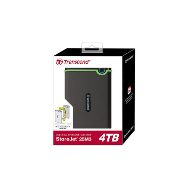 4 TB Transcend External/Portable Hard Drive (USB 3.1 Gen 1 StoreJet 25M3)